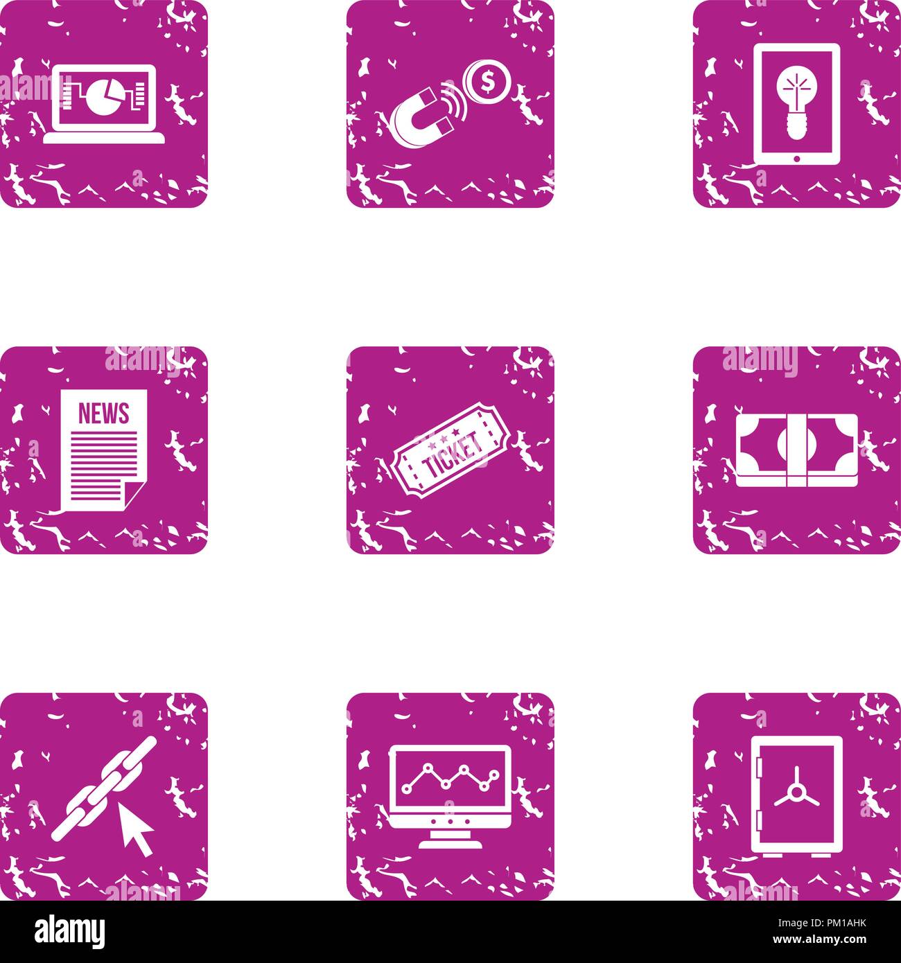 Newsroom icons set, grunge style Stock Vector Image & Art Alamy