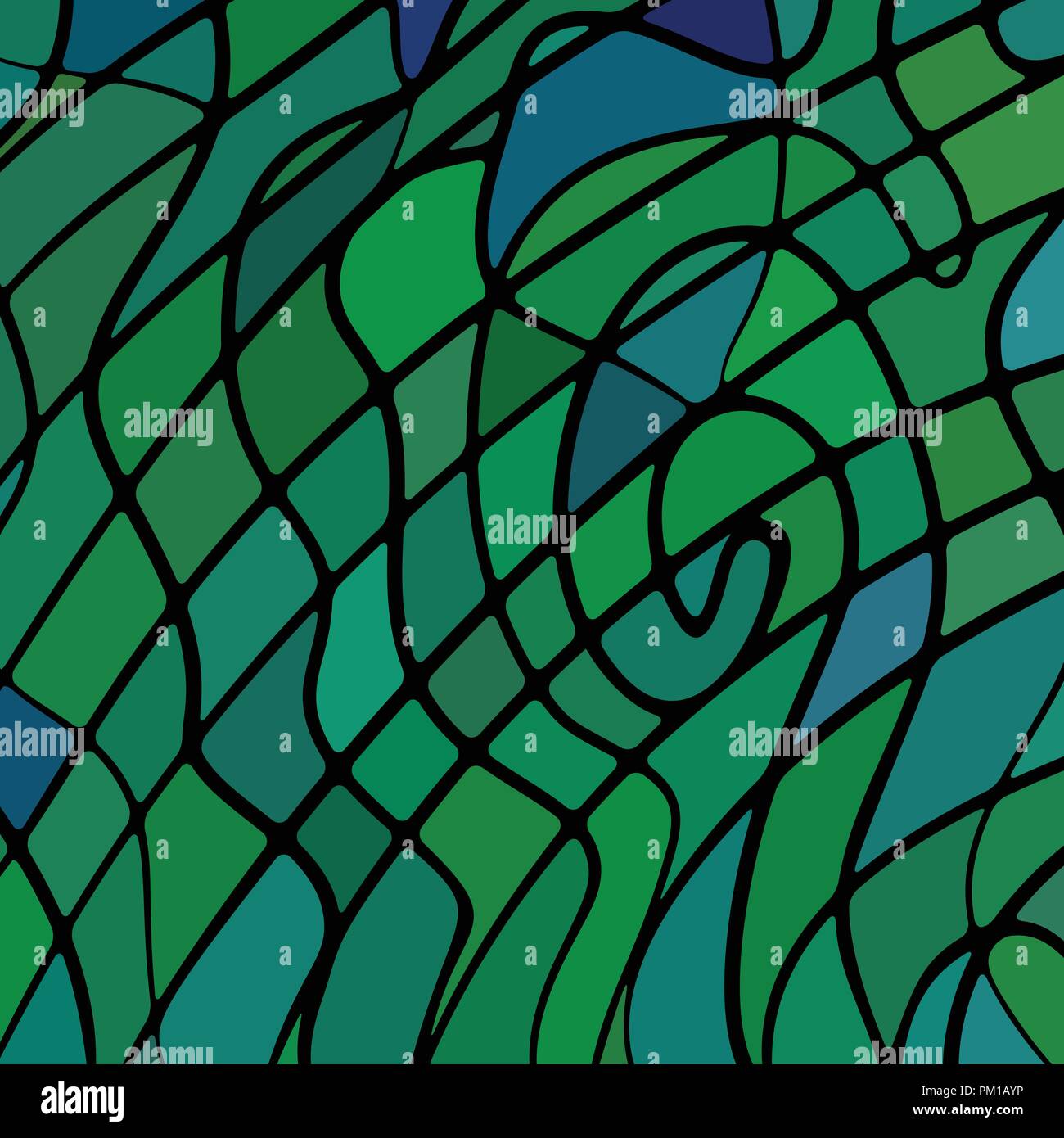 abstract vector stained-glass mosaic background - green and teal Stock ...