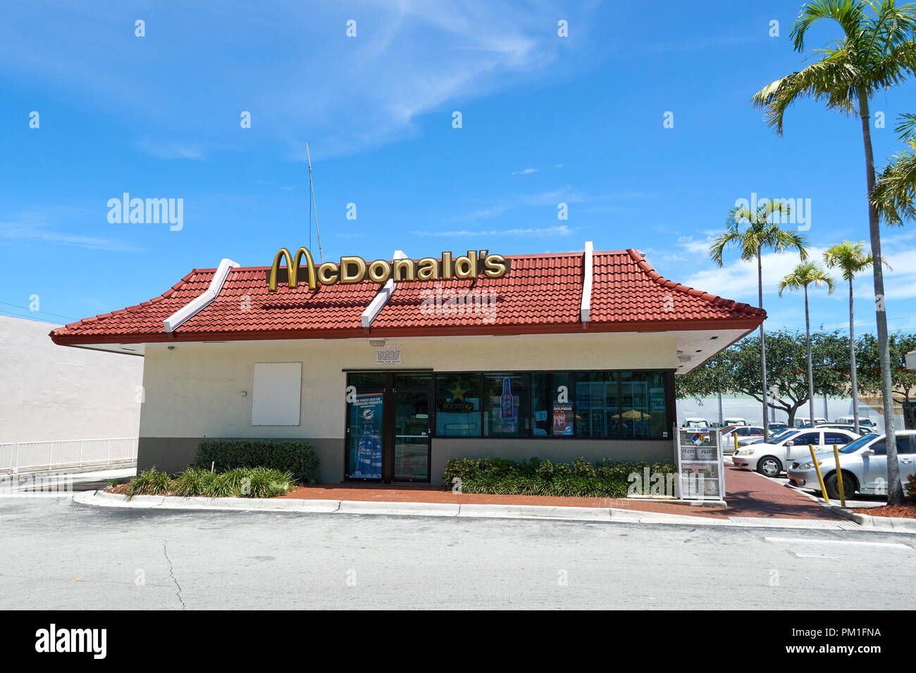 MIAMI, USA AUGUST 22, 2018 McDonalds restaurant and logo in Miami