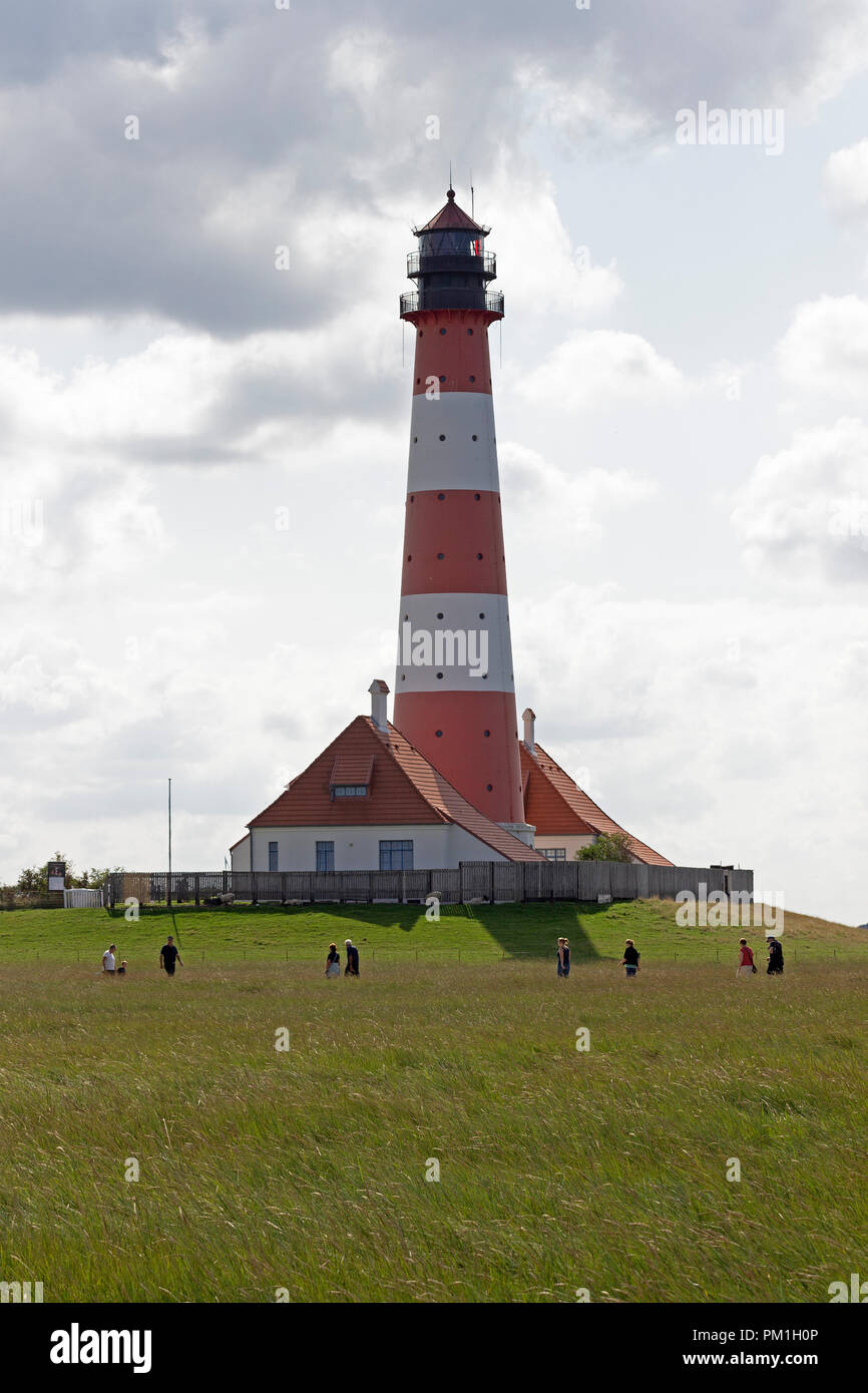 Lighthouse Westerhever, Schleswig-Holstein, Germany Stock Photo