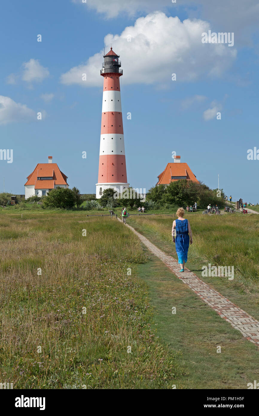 Lighthouse Westerhever, Schleswig-Holstein, Germany Stock Photo