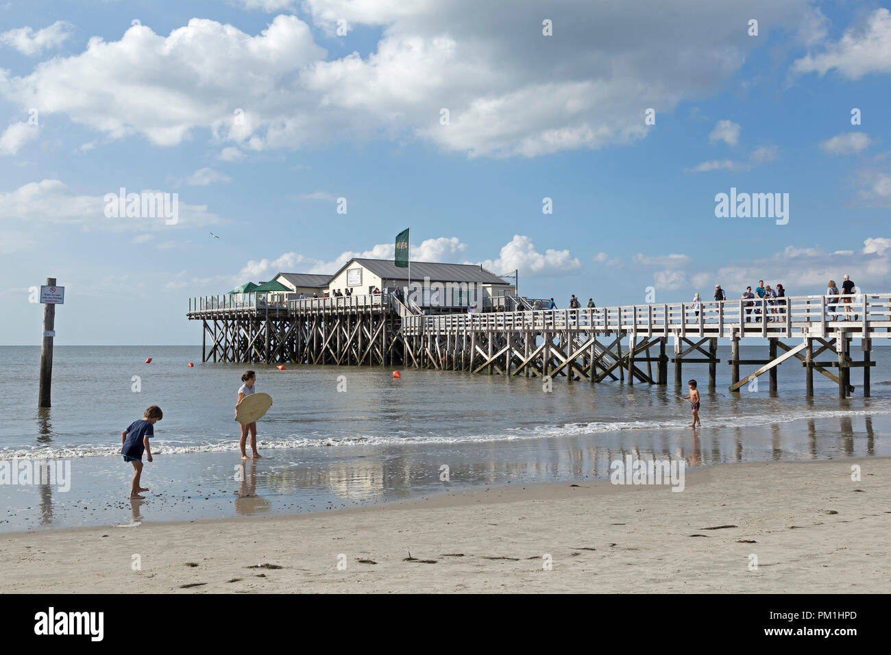 stilt house restaurant at the beach, St. PeterOrding, Schleswig