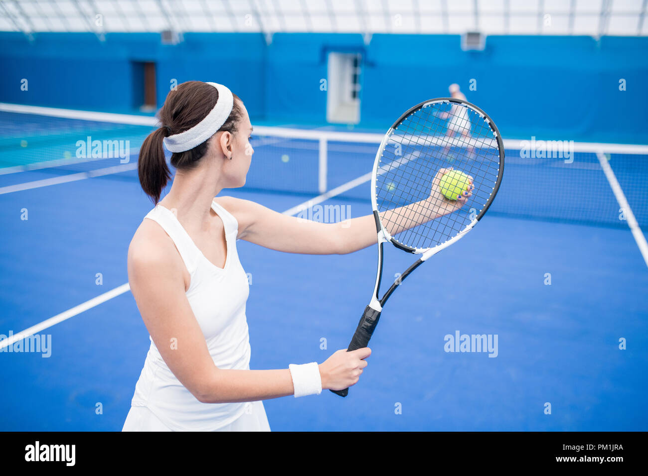 Female Tennis Player in Match Stock Photo Alamy