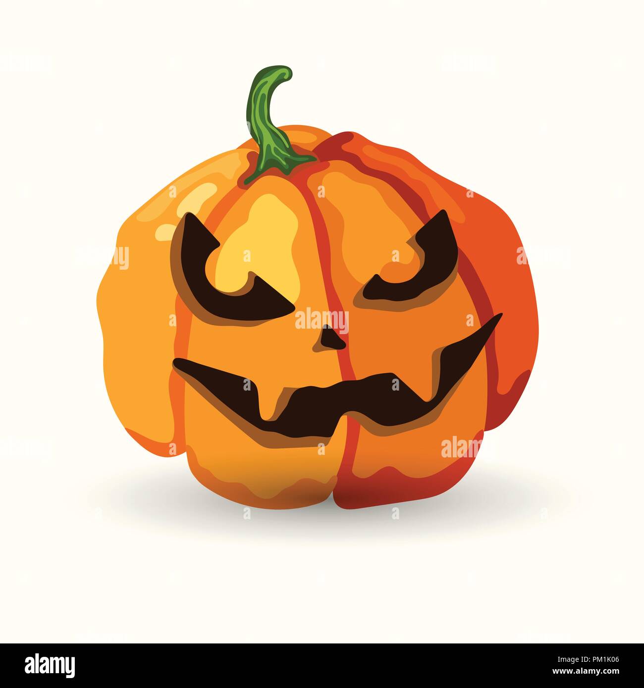 Cartoon style vector Halloween carving spooky face pumpkin isolated on ...