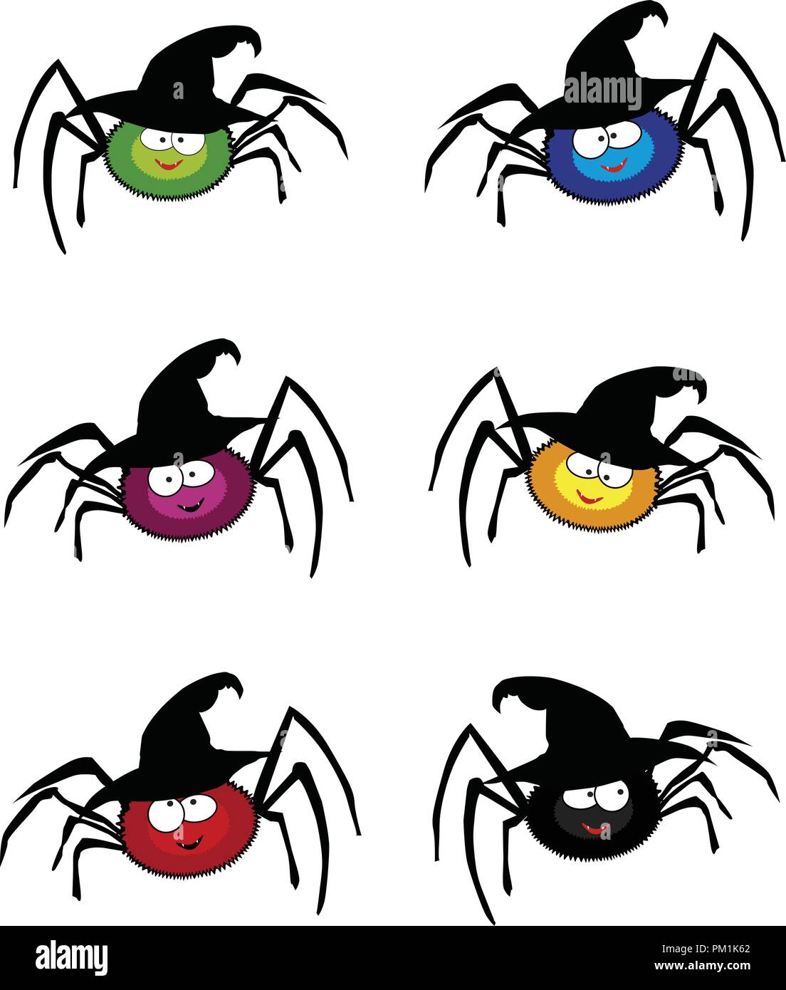 Illustrazione Vettoriale di carino divertente verde ragno sorridente  vestita di nero halloween witch hat. Cartoon spider carattere isolato su  sfondo bianco. Cifra Immagine e Vettoriale - Alamy