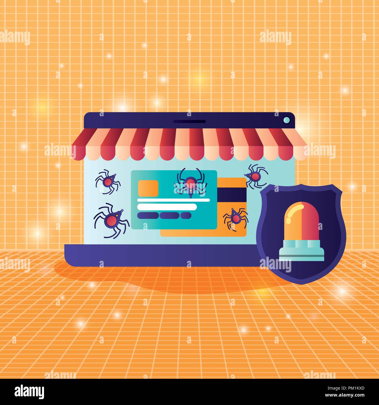 cyber security with laptop Stock Vector Image & Art - Alamy