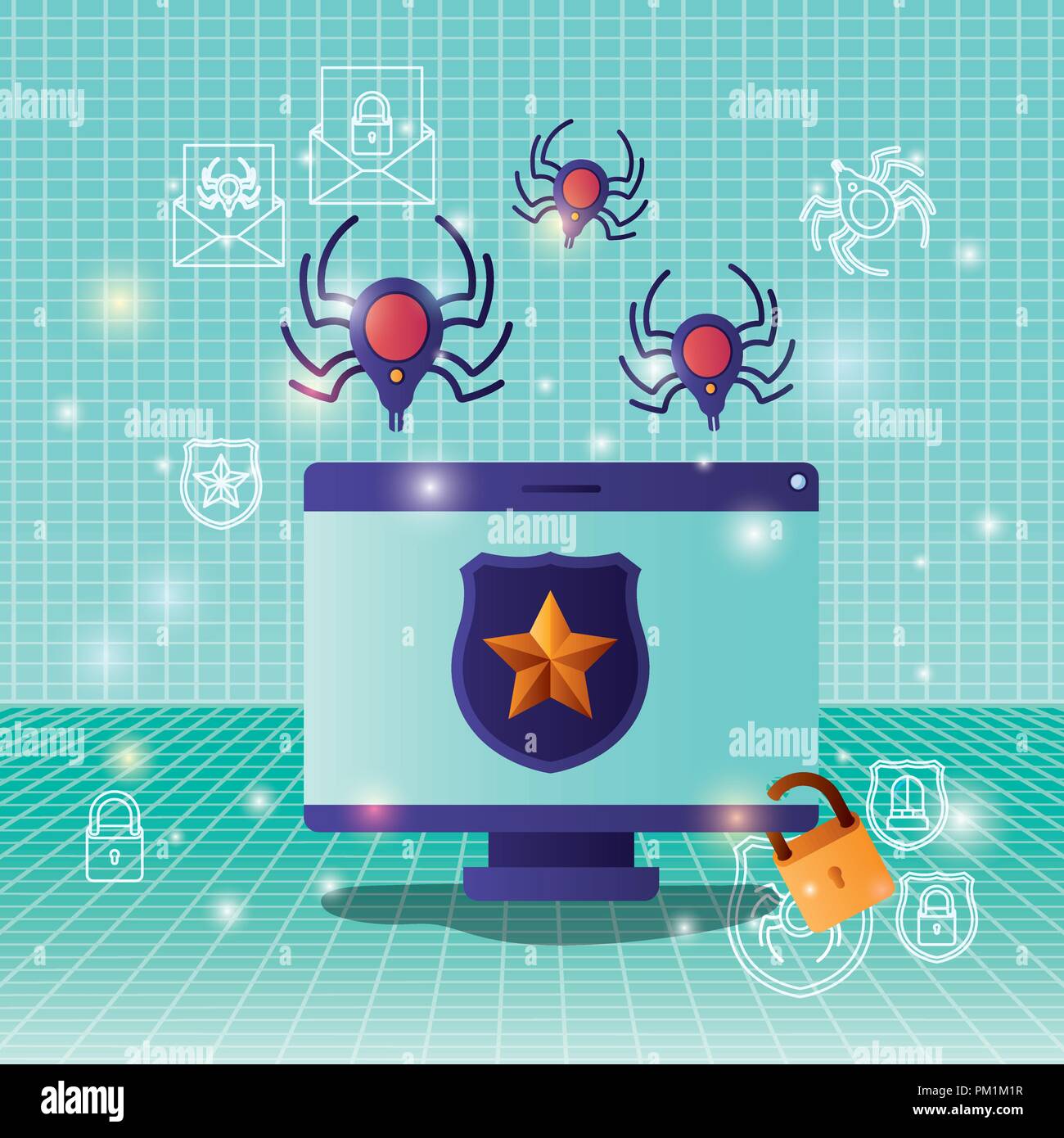 cyber security with computer Stock Vector Image & Art - Alamy