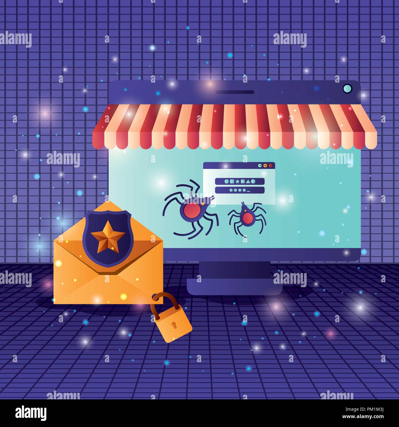 cyber security with computer Stock Vector Image & Art - Alamy