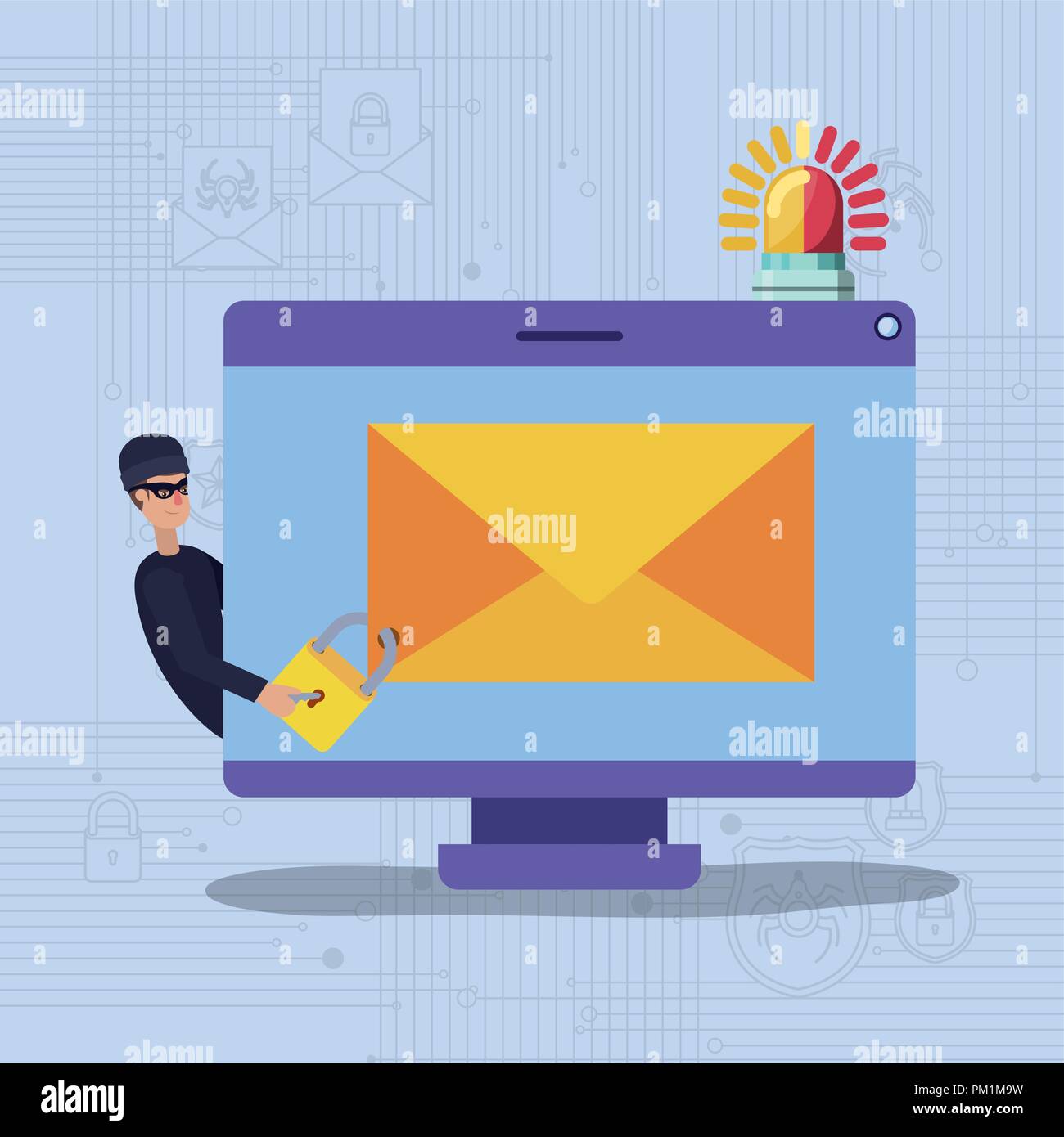 cyber security with computer and hacker Stock Vector Image & Art - Alamy