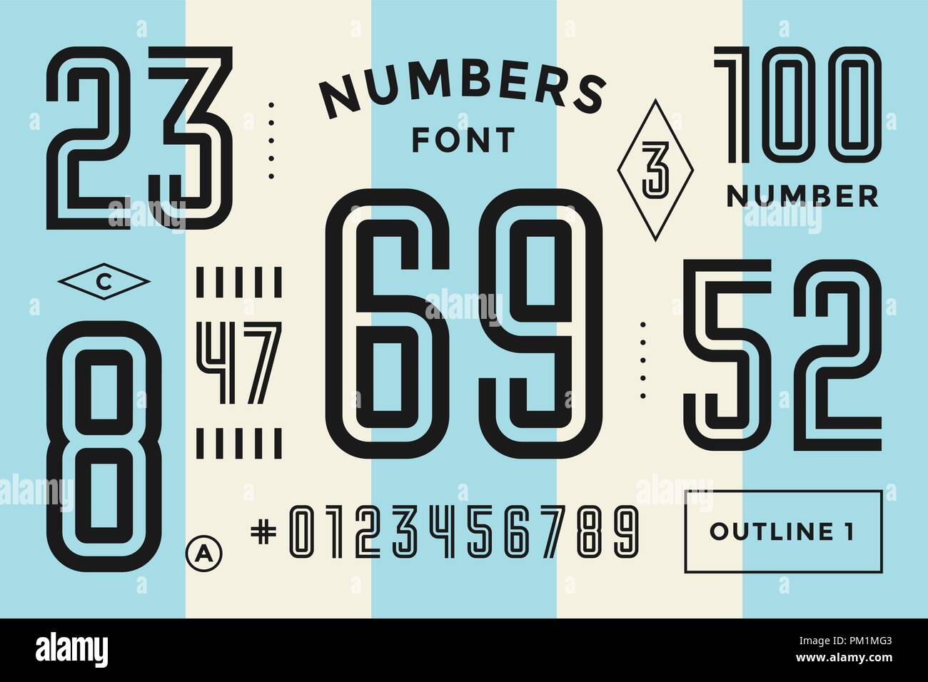 Numbers font. Sport font with numbers and numeric Stock Vector Image