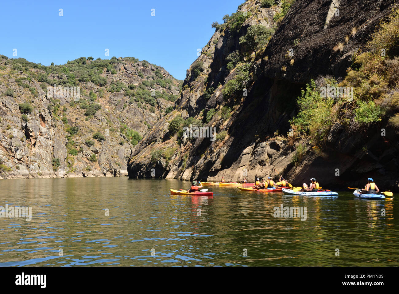 canoe, Arribes do Douro, landscape near Miranda do Douro Stock Photo