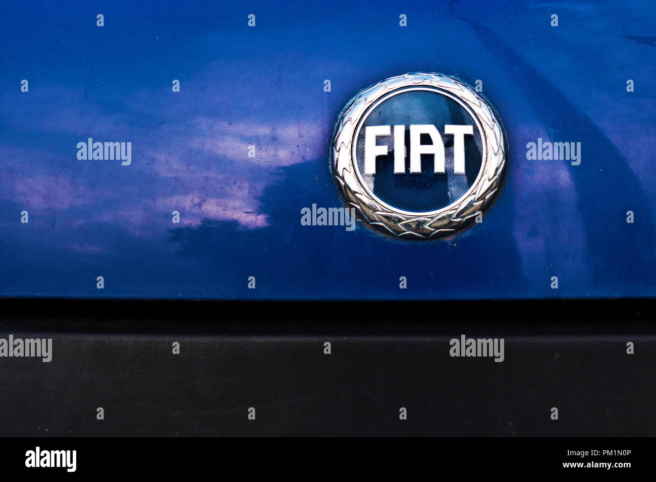FIAT car manufacturer logo on a car Stock Photo