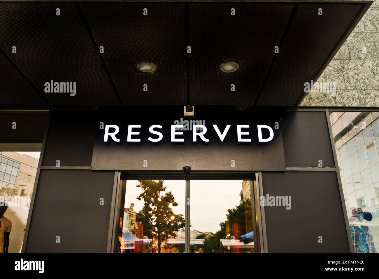 Reserved, international chain clothing store, entrance in Prague Stock Photo Alamy