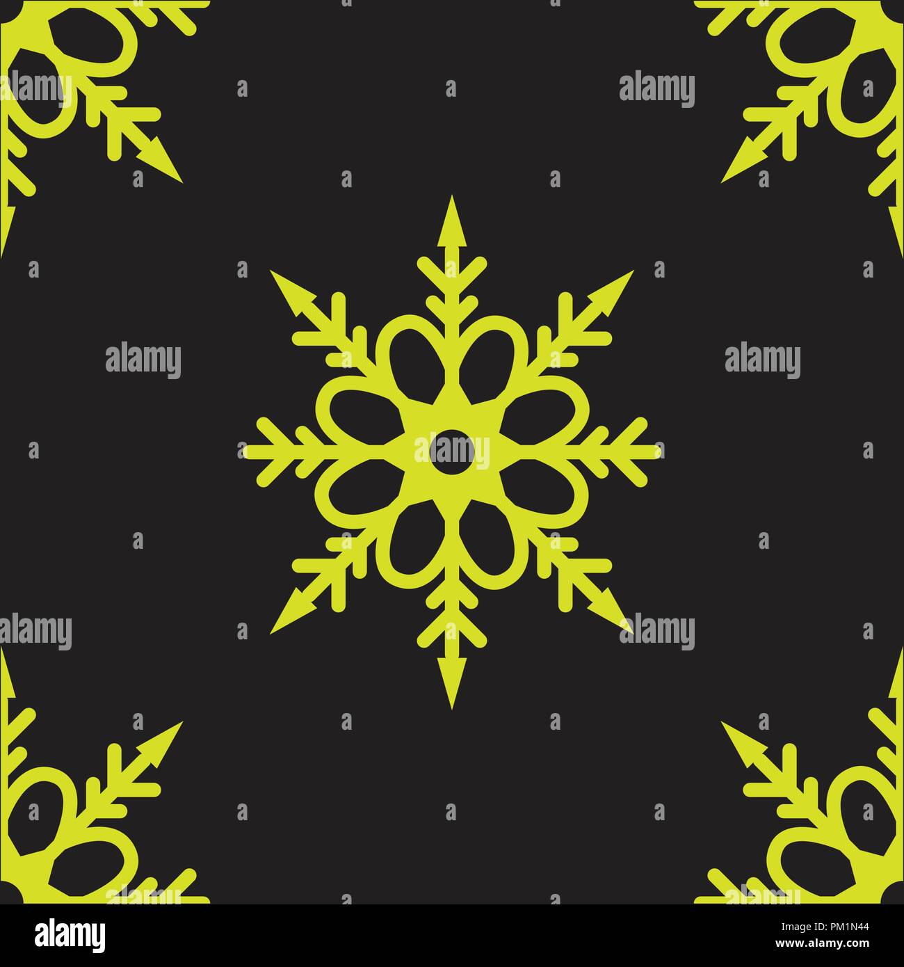 Vector Cute snowflakes seamless pattern on black background. Stock Vector