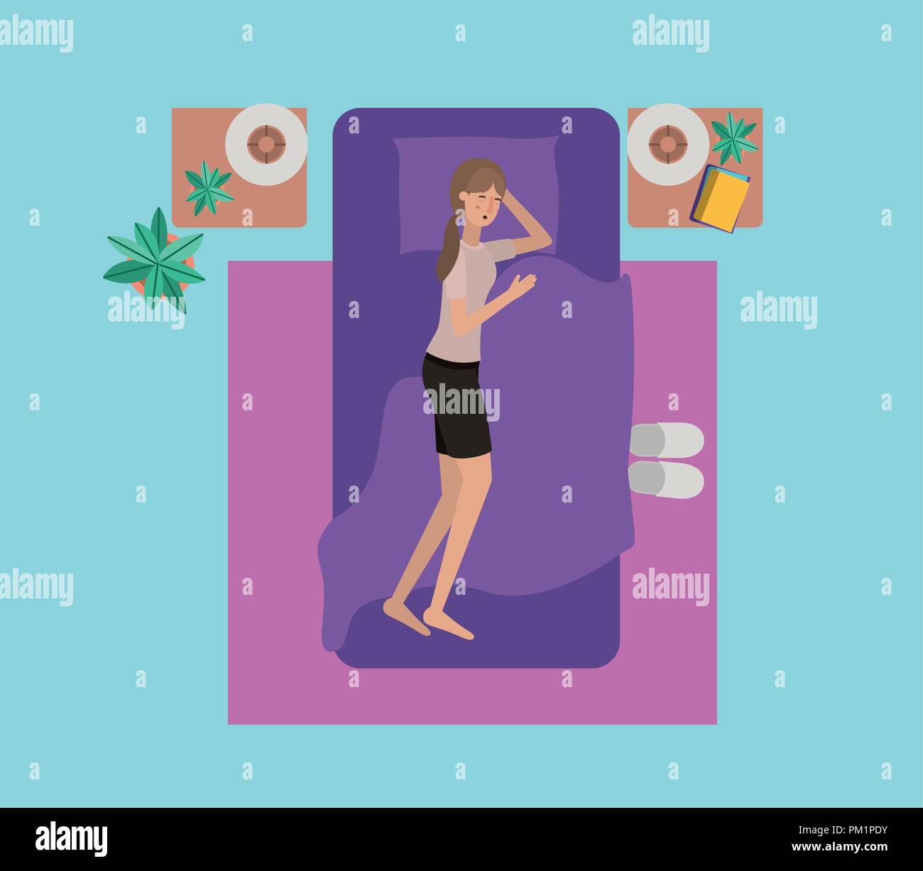 young woman sleeping in the bedroom Stock Vector Image & Art - Alamy