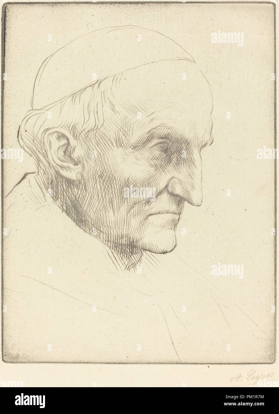 Cardinal Manning, 3rd plate. Medium: drypoint. Museum: National Gallery of Art, Washington DC. Author: Alphonse Legros. Stock Photo