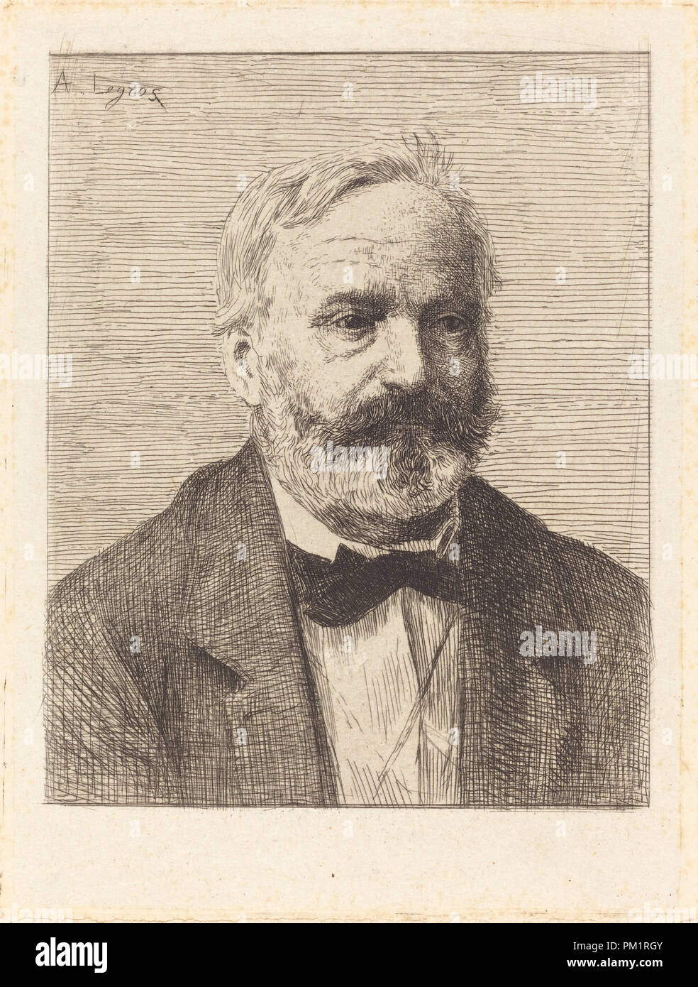 Victor Hugo, 1st plate. Medium: etching. Museum: National Gallery of Art, Washington DC. Author: Alphonse Legros. Stock Photo