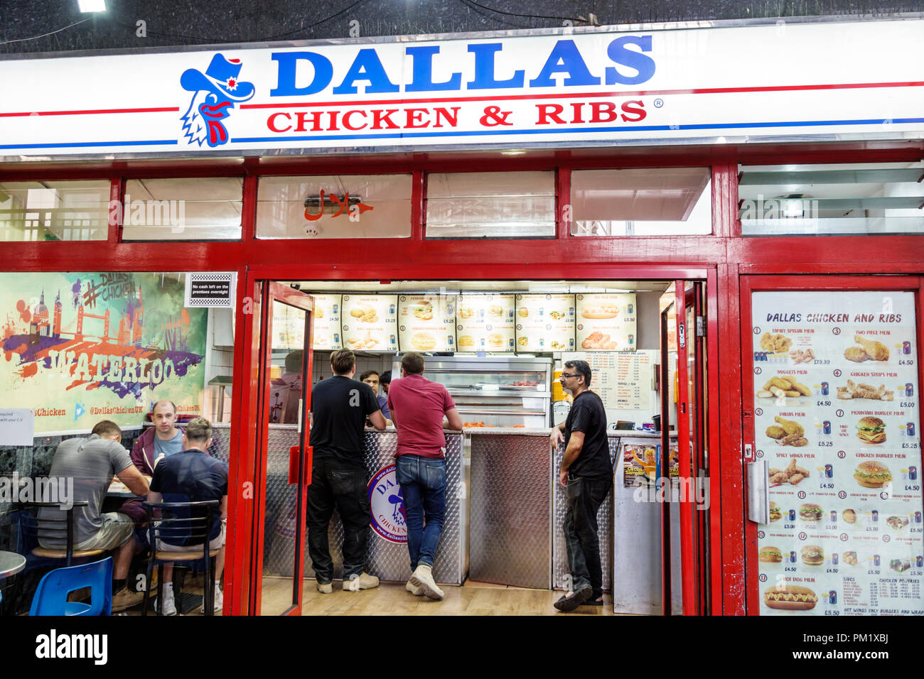 London England,UK,South Bank,Waterloo,Dallas Chicken & Ribs,restaurant restaurants food dining cafe cafes,dining,Halal fast food take-away,entrance,ex Stock Photo