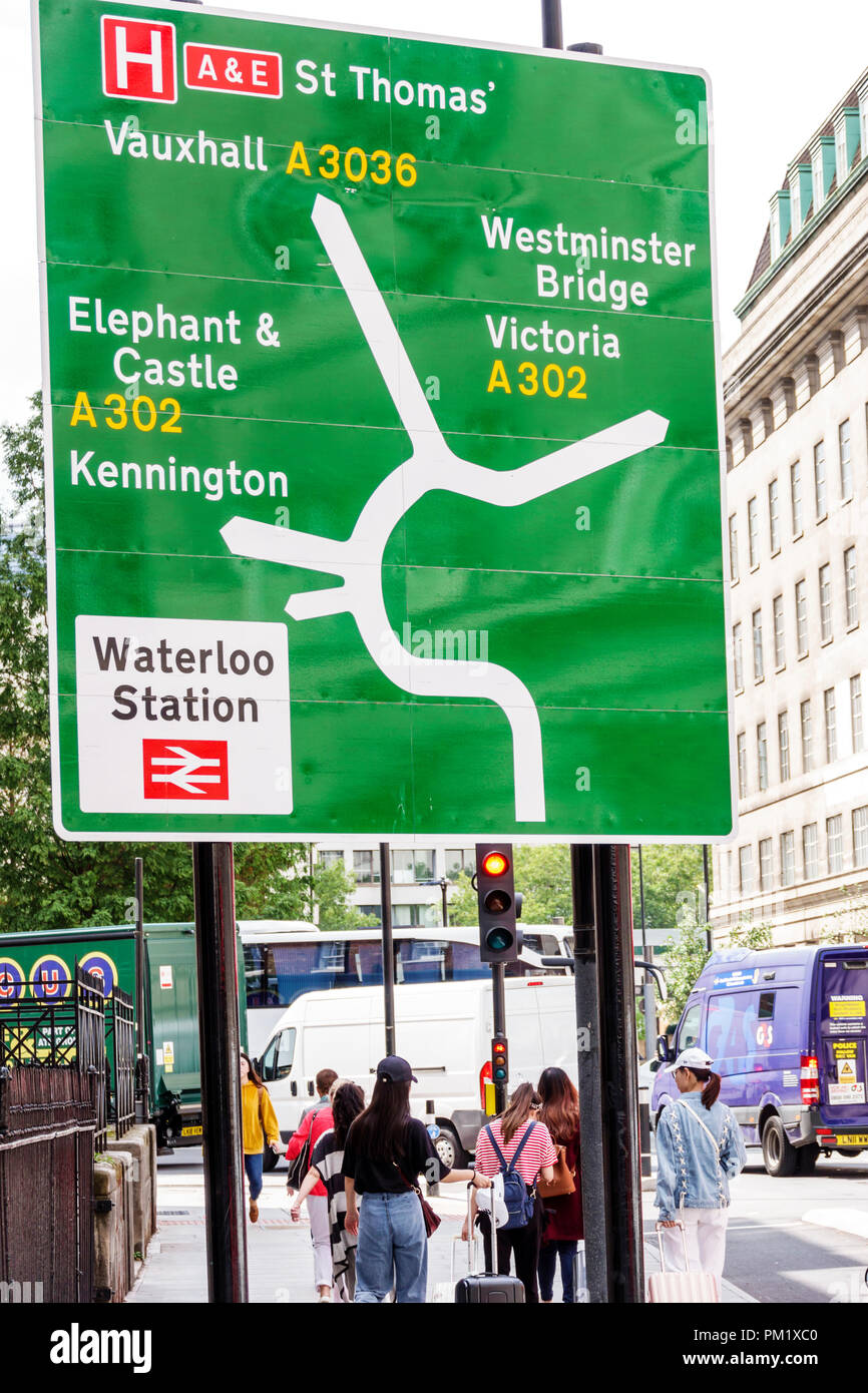 London England,UK,South Bank,York Road,street traffic map directions sign,pedestrians,UK GB English Europe,UK180814064 Stock Photo