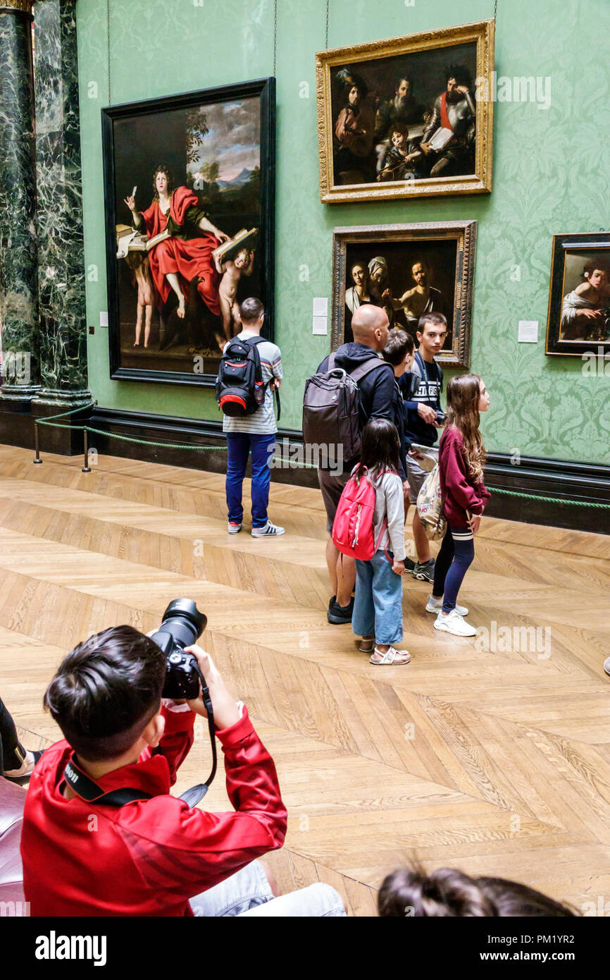 London England,UK,United Kingdom Great Britain,Trafalgar Square,The NationalGallery,art artwork museum,inside interior,painting,Caravaggio,Domenichino Stock Photo
