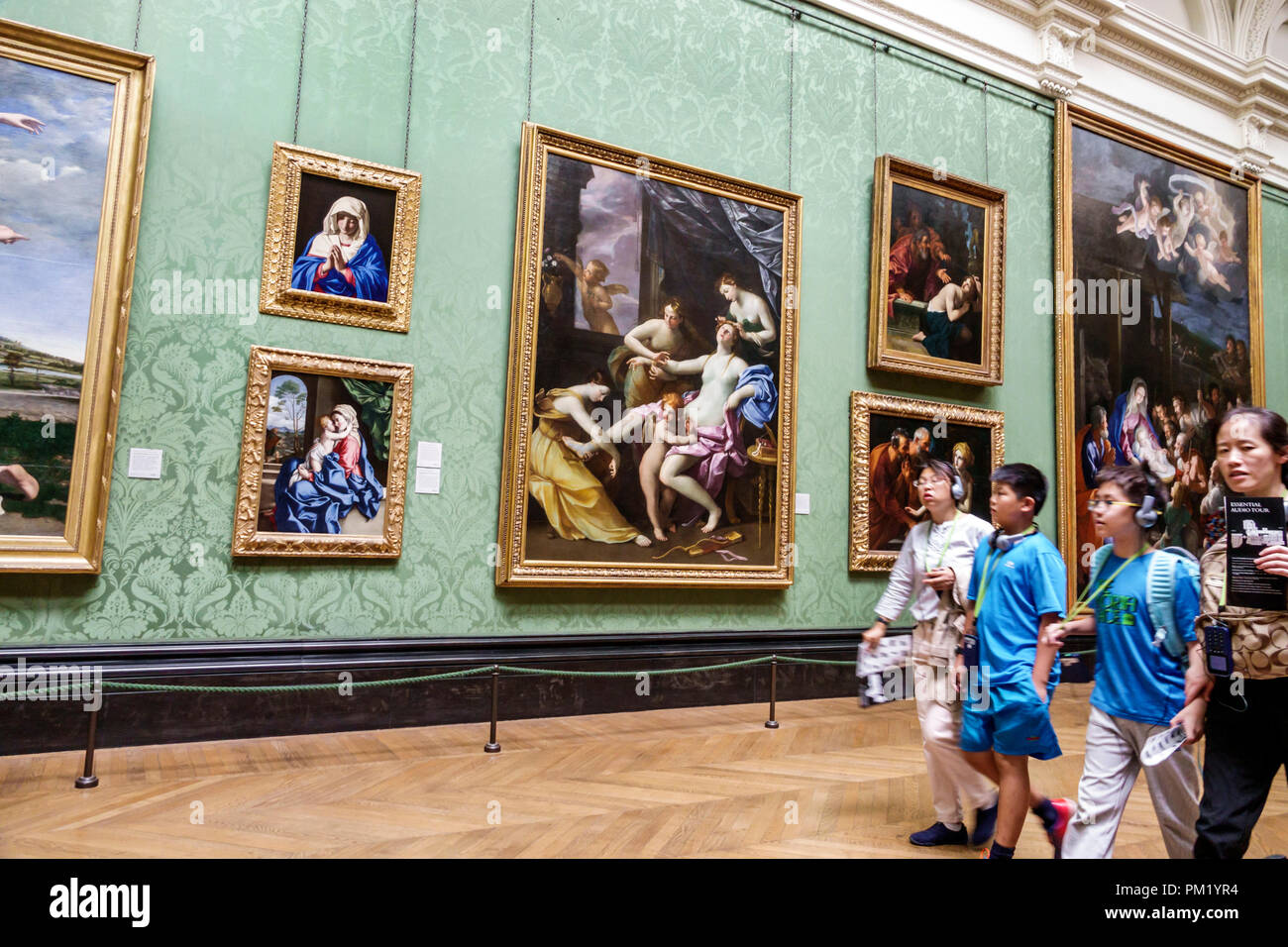 London England,UK,United Kingdom Great Britain,Trafalgar Square,The NationalGallery,art artwork museum,inside interior,painting,Guido Reni The Toilet Stock Photo