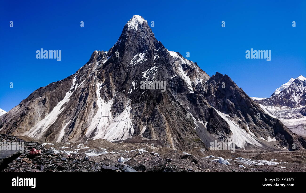 Gasherbrum mountain massif and Mitre peak, K2 trek, Gilgit Baltistan, Pakistan Stock Photo