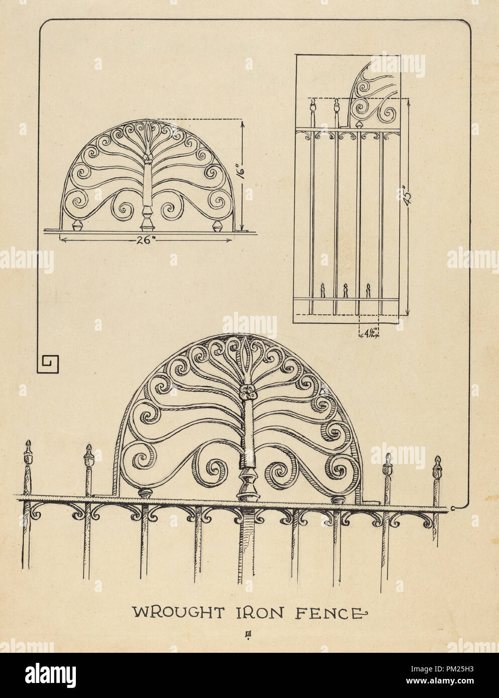 Balcony Railing. Dated: 1935/1942. Dimensions: overall: 29.3 x 22.3 cm (11 9/16 x 8 3/4 in.). Medium: pen and ink on paper. Museum: National Gallery of Art, Washington DC. Author: Al Curry. Stock Photo