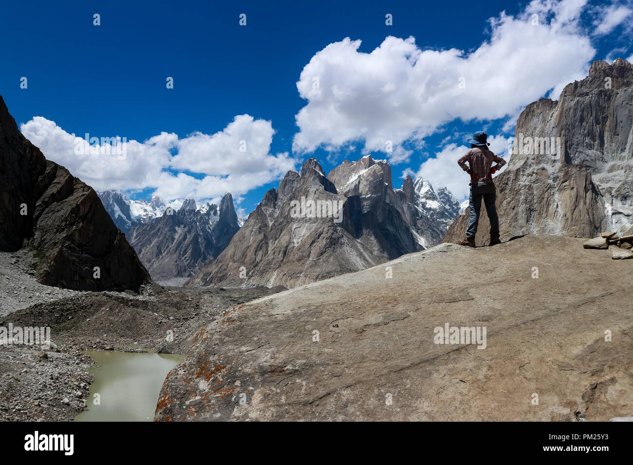 Trango tower family in Karakoram range, K2 trek, Pakistan, Asia Stock Photo