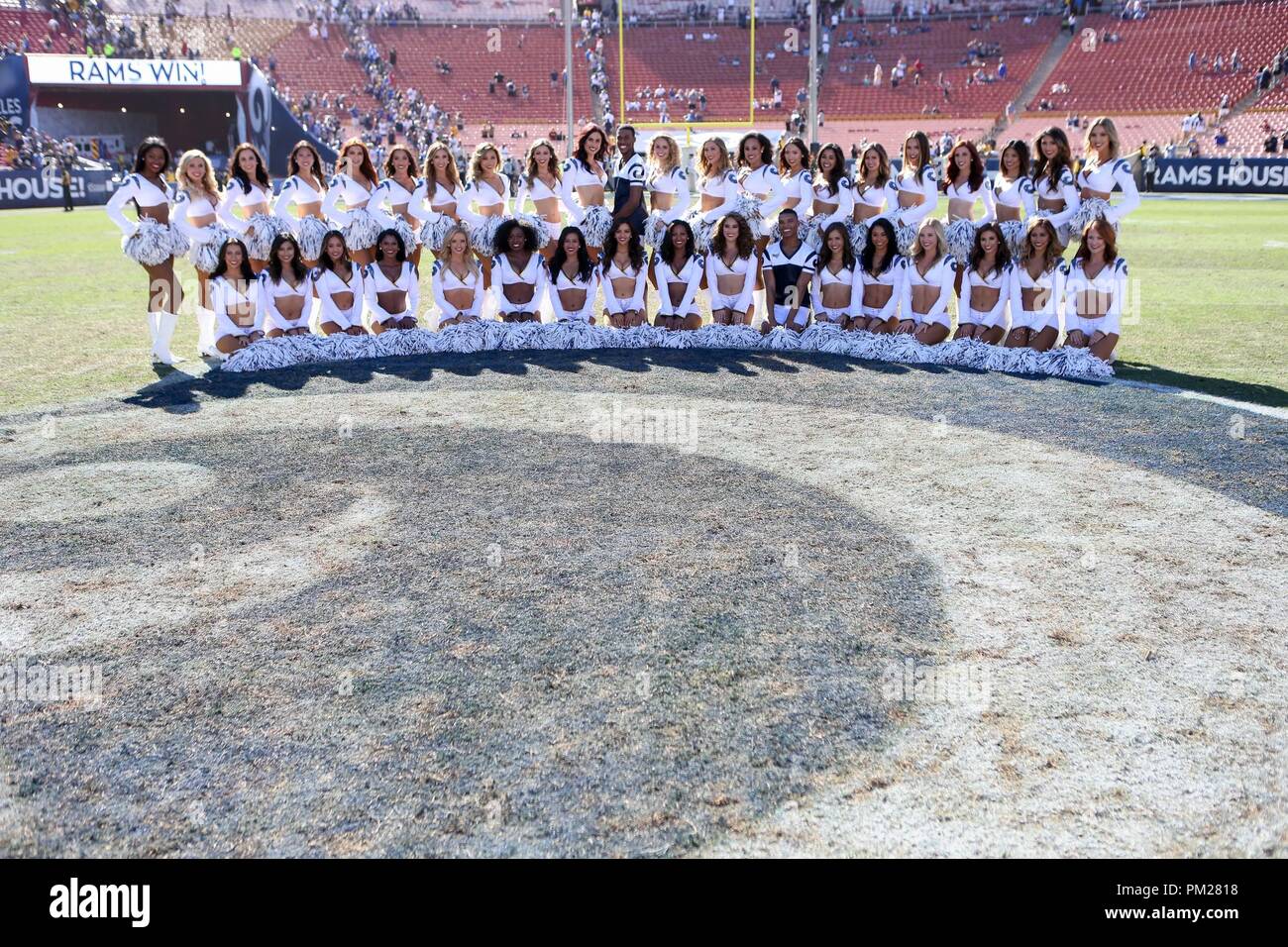 Los Angeles, CA, USA. 16th Sep, 2018. Los Angeles Rams cheerleaders after the NFL Arizona Cardinals vs Los Angeles Rams at the Los Angeles Memorial Coliseum in Los Angeles, Ca on September 16, 2018. Jevone Moore Credit: csm/Alamy Live News Stock Photo