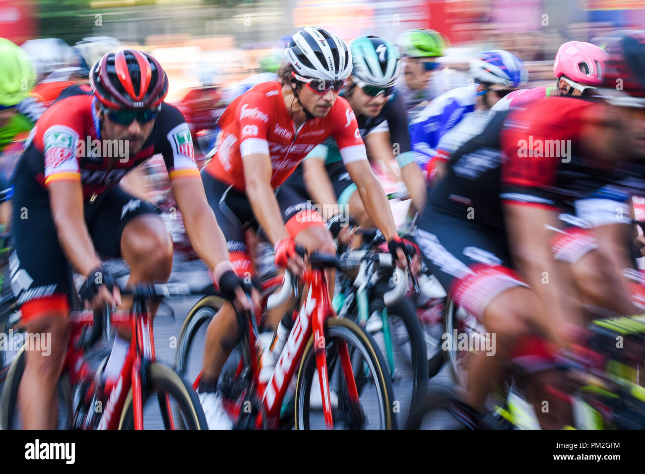 Madrid, Spain. 13th September, 2018.   La Vuelta 2018. Stage 21. Kiel Reinjnen (USA) N.168 - Team Trek - Segafredo.  Pedro Ros Sogorb/Alamy Live News Credit: Pedro Ros/Alamy Live News Stock Photo
