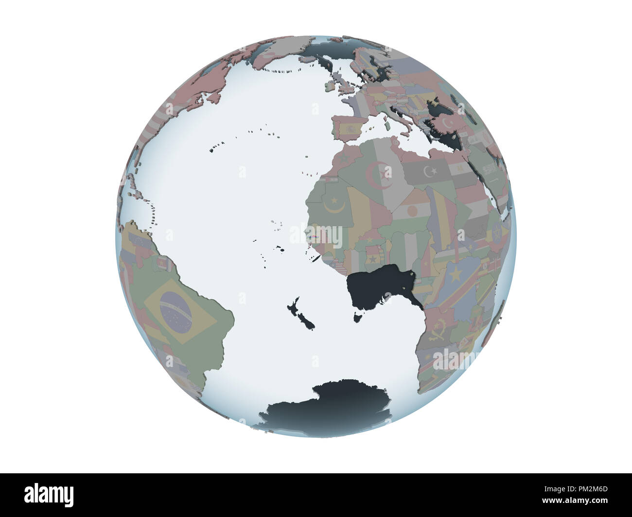 Gambia On Political Globe With Embedded Flag 3D Illustration Isolated   Gambia On Political Globe With Embedded Flag 3d Illustration Isolated On White Background PM2M6D 