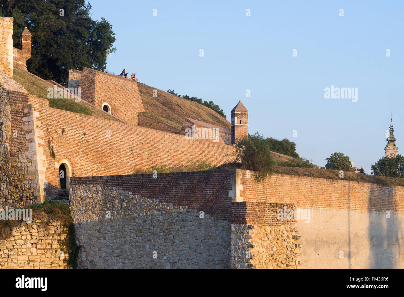 Sunlit outer walls of the Belgrade fortress Kalemegdan. Serbia. Stock Photo