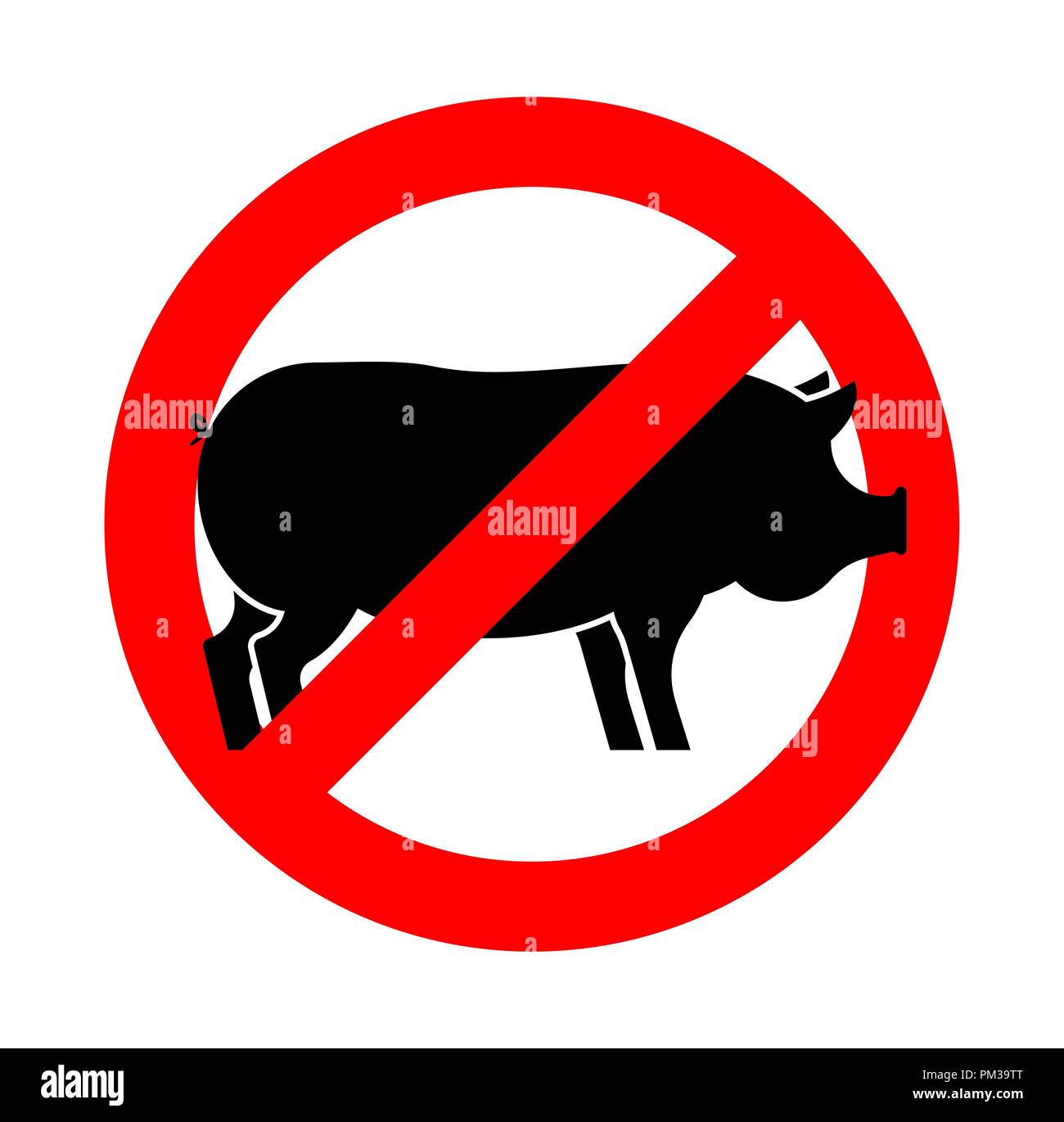 Stop pig. Red road sign Prohibiting. Ban piggy. Vector illustration Stock Vector