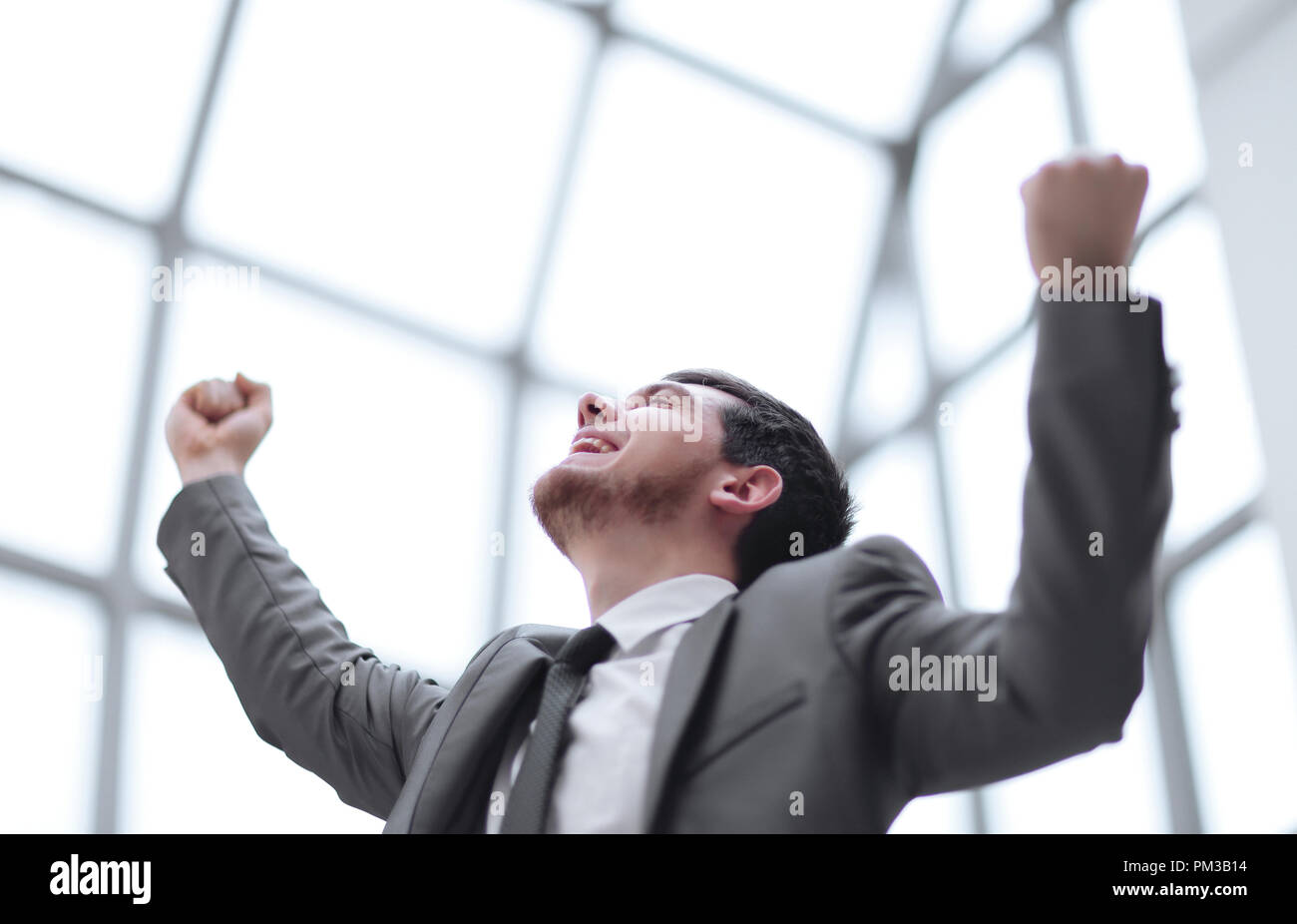 close up.very happy businessman in his office Stock Photo