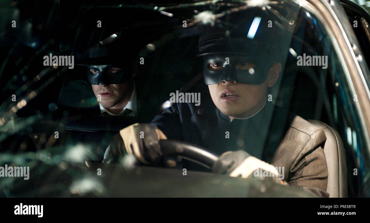 Seth Rogen (left) and Jay Chou star in Columbia Pictures' action film THE GREEN HORNET. Stock Photo