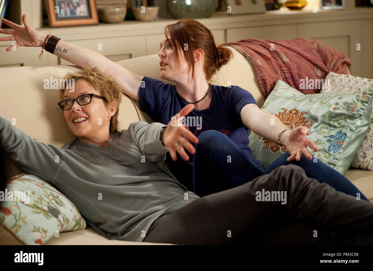 Annette Bening (left) and Julianne Moore (right) star as Nic and Jules in Lisa Cholodenko’s THE KIDS ARE ALL RIGHT, a Focus Features release. Stock Photo