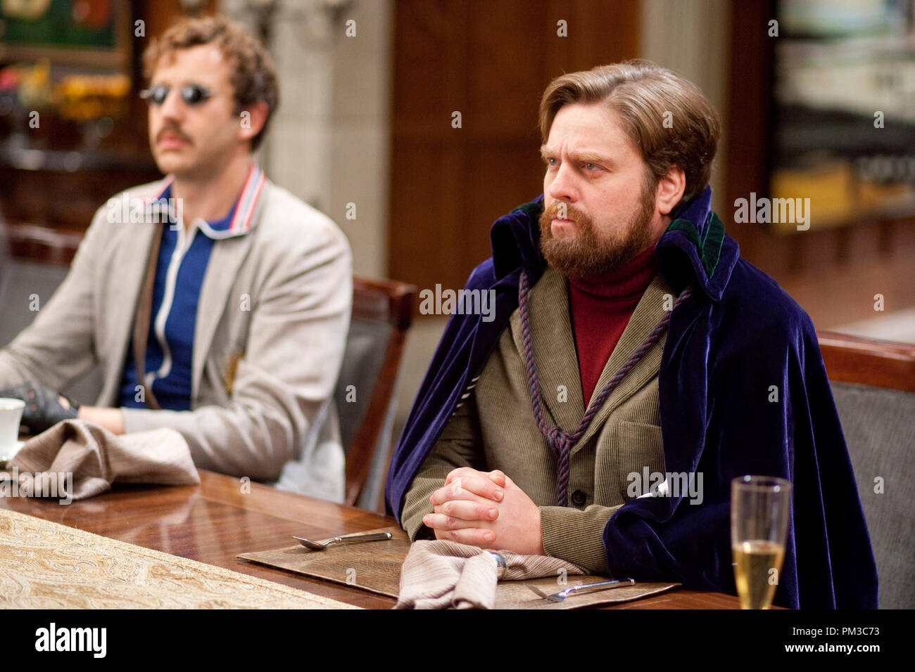Left to right: Christopher O'Dowd plays Marco, the Blind Swordsman and Zach Galifianakis plays Therman in Paramount Pictures/DreamWorks Pictures/Spyglass Entertainment's comedy, 'Dinner for Schmucks.' 2010 Stock Photo