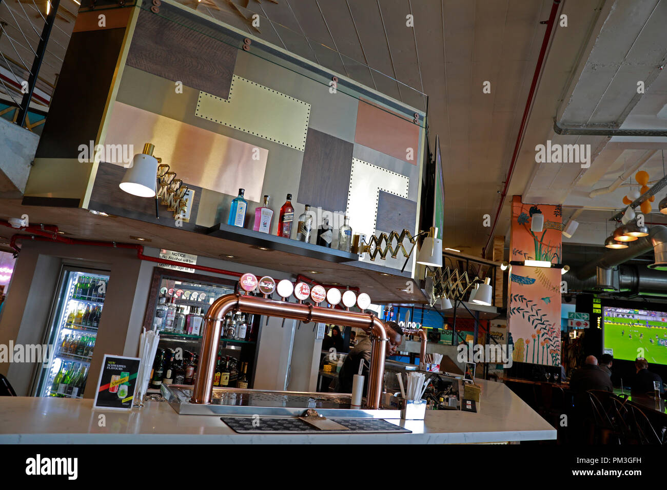 Bar in the trendy Mojo Market on Sea Point’s Regent Road . The hybrid urban street market houses a mix of food and lifestyle stalls. Stock Photo