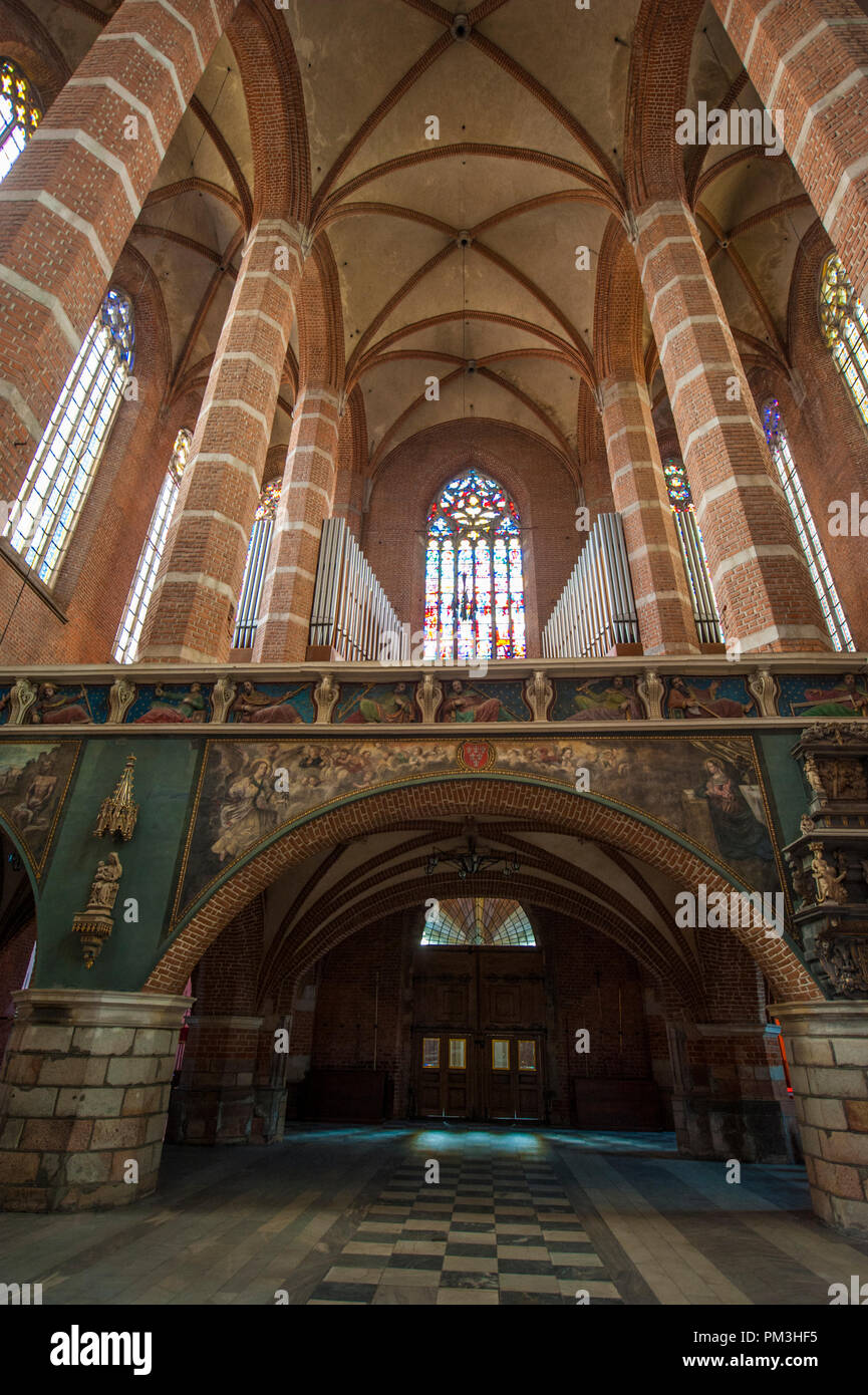 The interior of the Basilica of St. Jacocob and St. Agnes in Nysa, southwestern Poland, Europe. Stock Photo