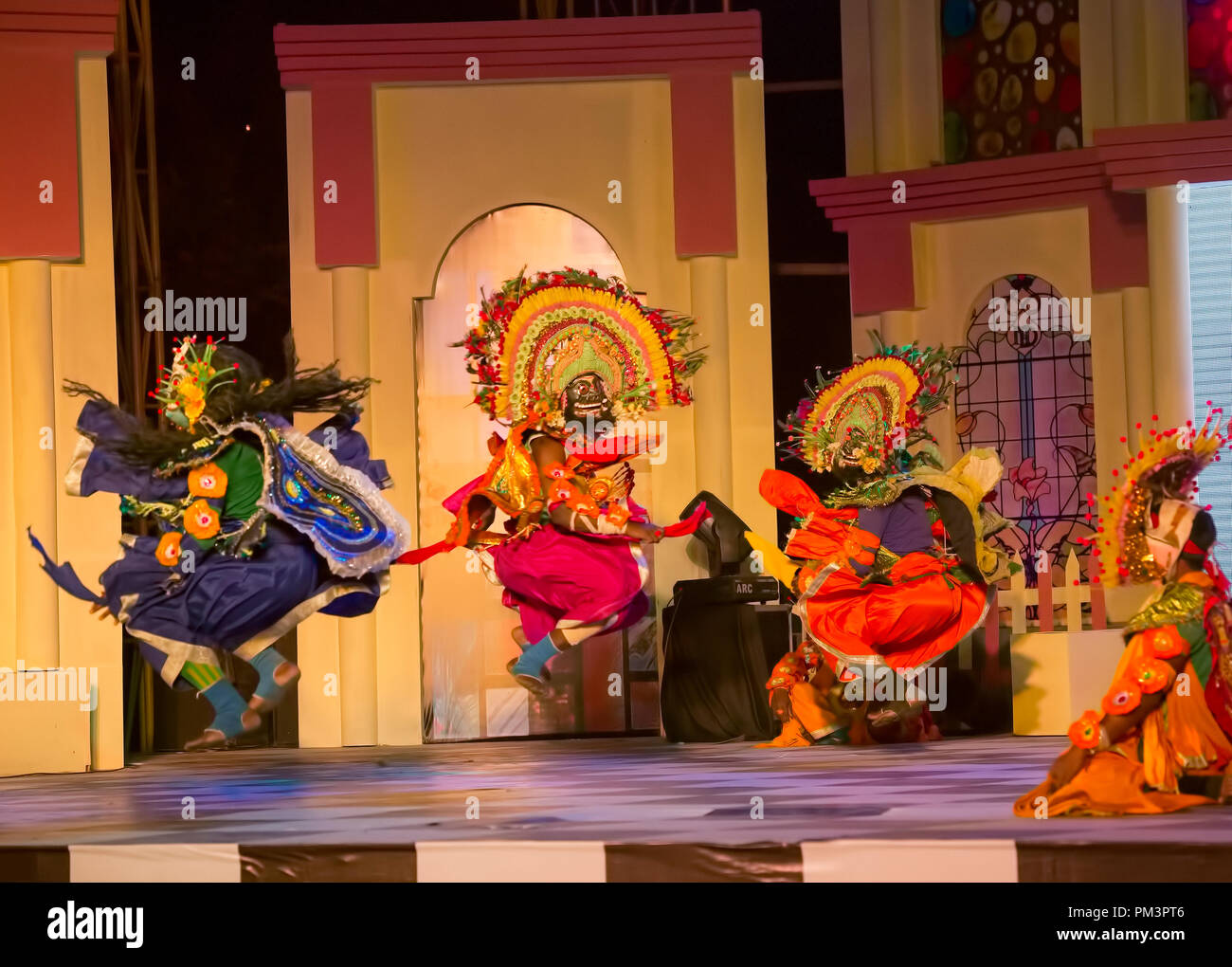 Straegy,of the Devil,king Generals,jumping,in air,as abefore battle,against the Gods,in the epoch,story, of the Ramayana,the Goddess Durga,&and the Bu Stock Photo
