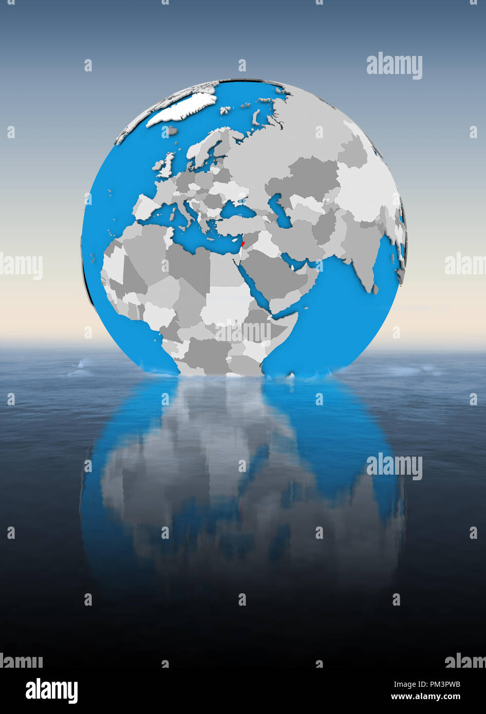 Lebanon on globe floating in water. 3D illustration Stock Photo Alamy