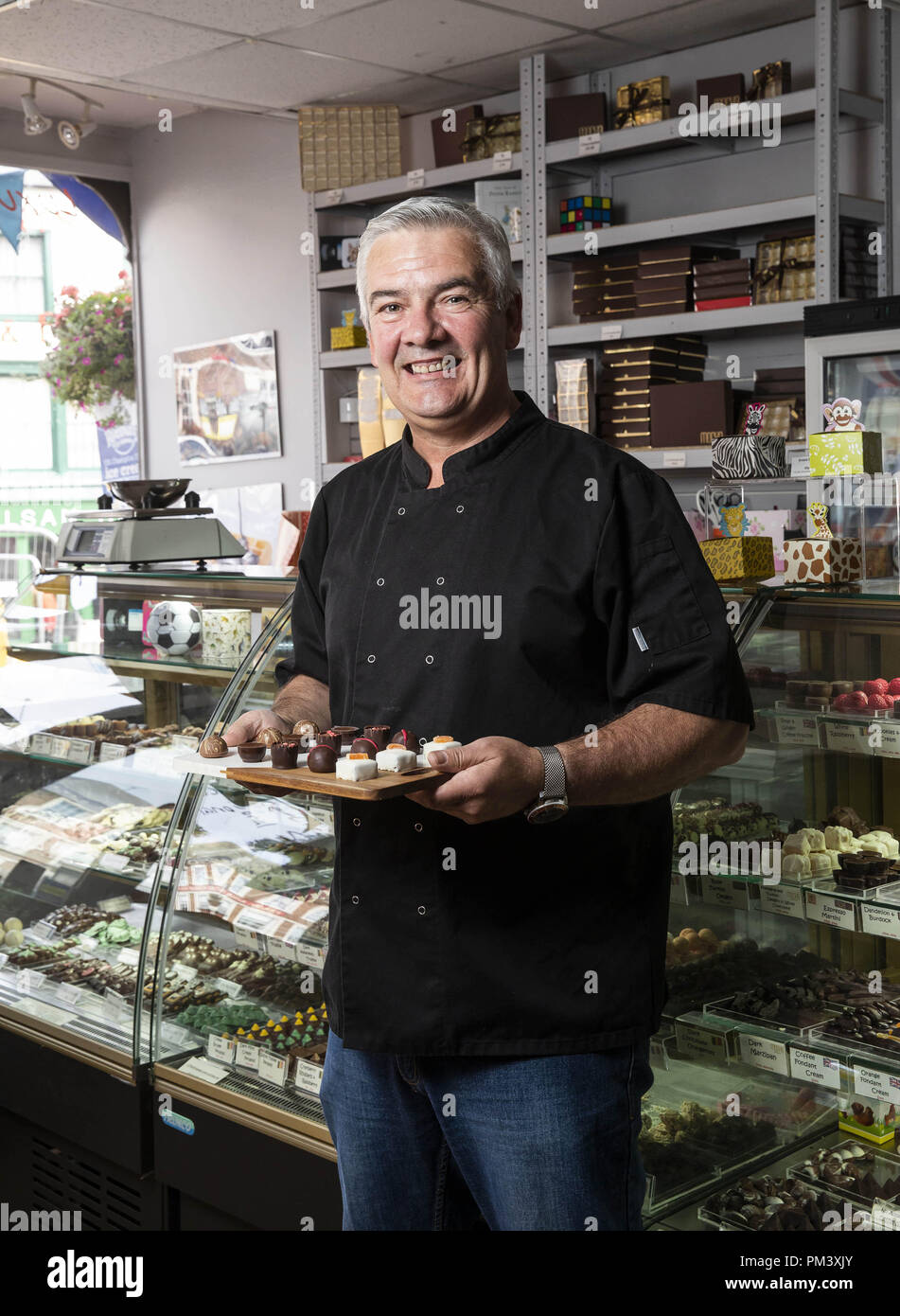 Dennis Greaves representing Mocha Chocolate Shop for Richmond Market Town, one of the 38 high streets shortlisted in the Great British High Street Awards 2018, which is sponsored by Visa and being run by the Ministry of Housing, Communities & Local Government. Stock Photo