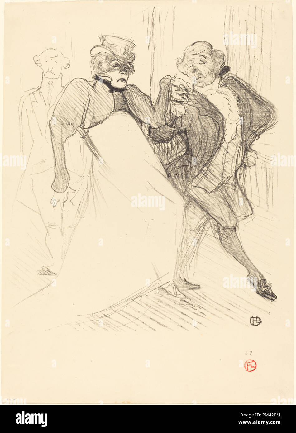 Rejane and Galipaux in 'Madame Sans-Gêne' (Réjane et Galipaux dans 'Madame Sans-Gêne'). Dated: 1894. Medium: lithograph in black on velin paper. Museum: National Gallery of Art, Washington DC. Author: Henri de Toulouse-Lautrec. Stock Photo