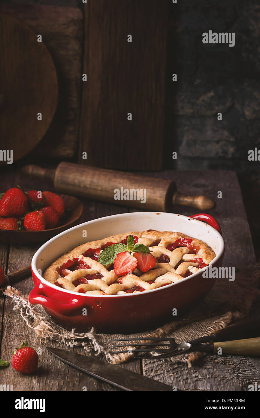 traditional-strawberry-pie-stock-photo-alamy
