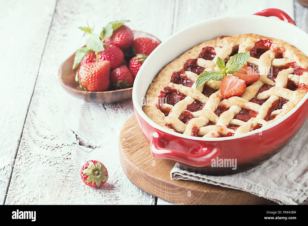 Traditional Strawberry Pie Stock Photo Alamy