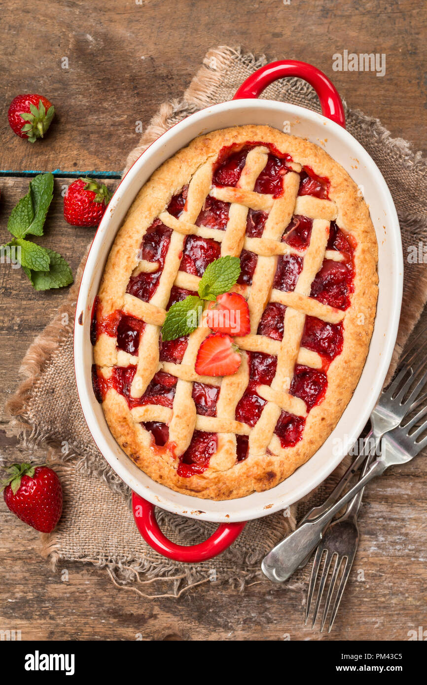 traditional-strawberry-pie-stock-photo-alamy