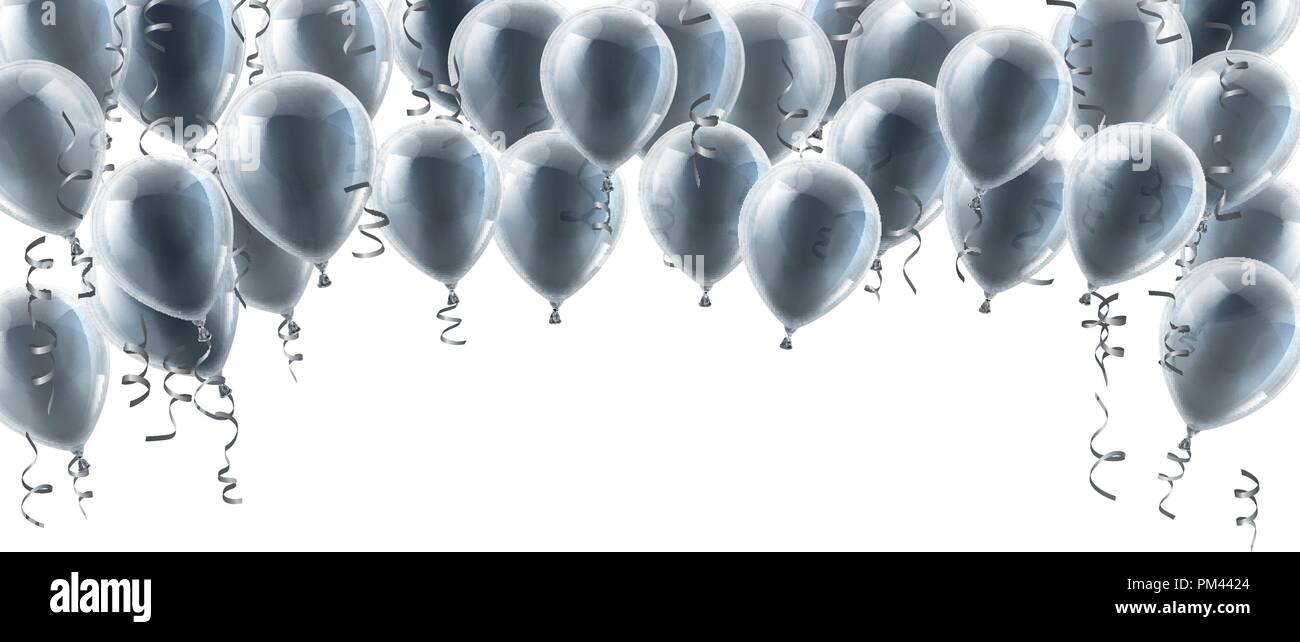 Silver Party Balloons Background Stock Vector