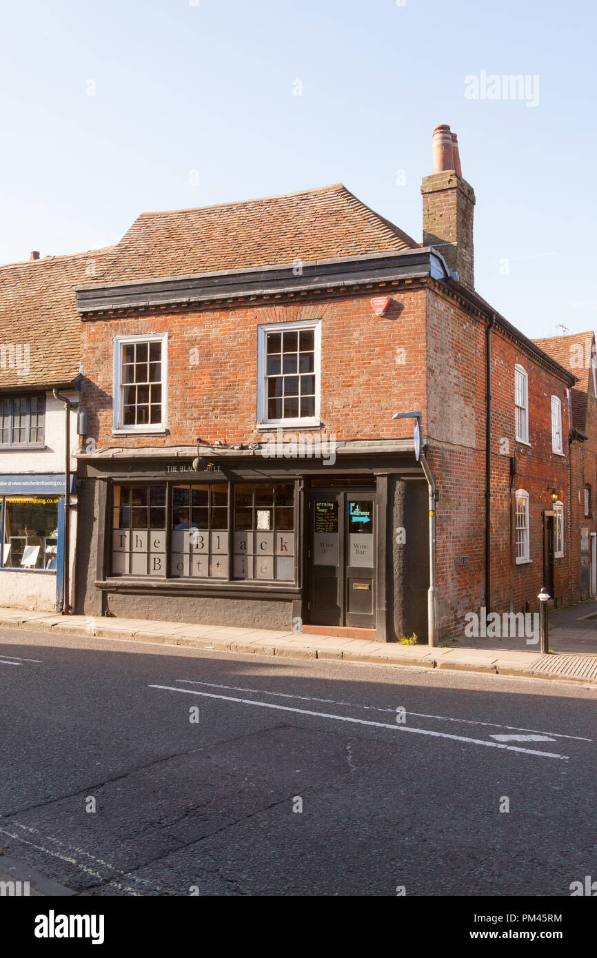 The Black bottle wine bar, Bridge Street, Winchester, Hampshire, England, United Kingdom Stock
