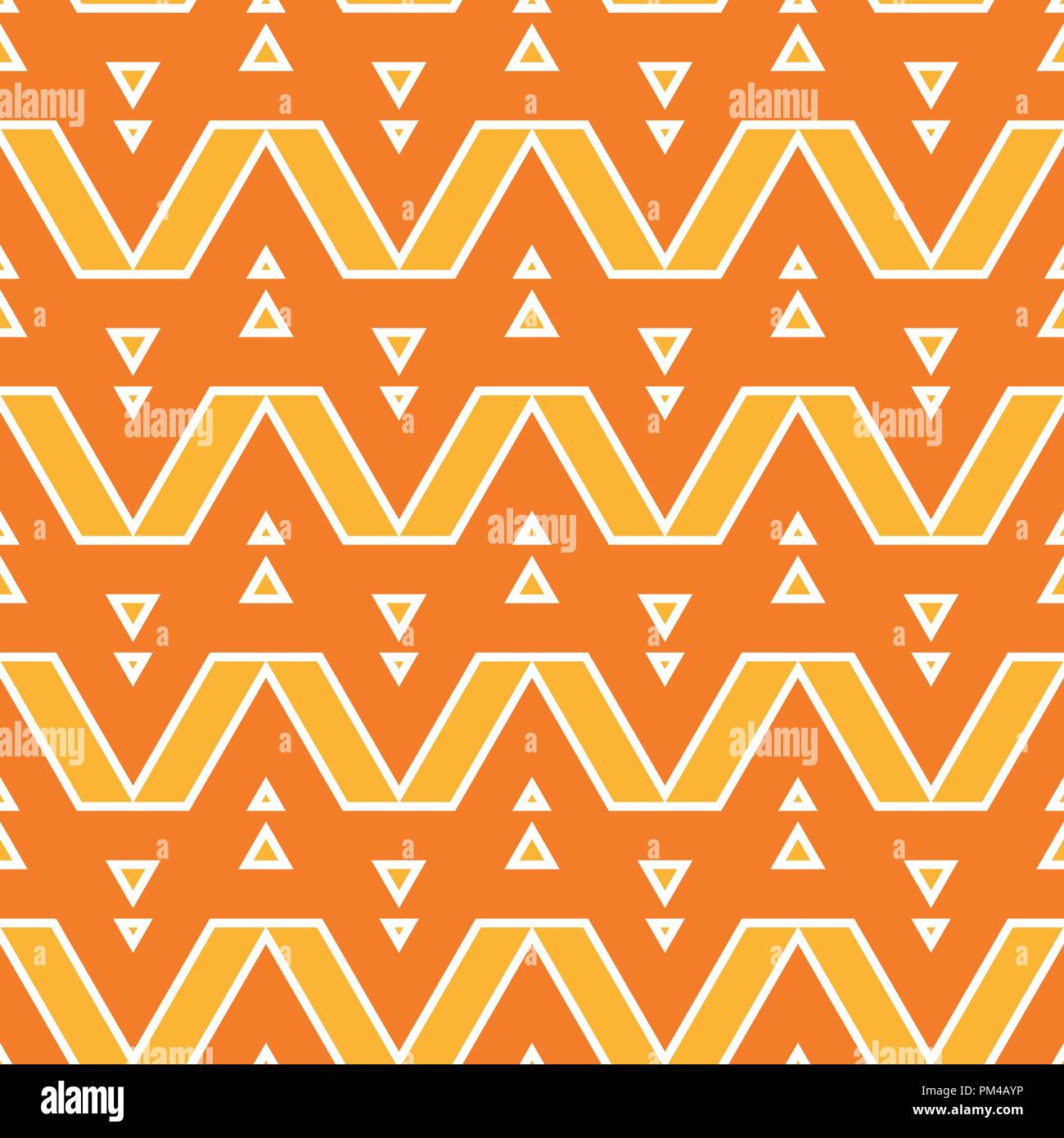 Vector triangular geometric seamless patterns. Orange with yellow colors. Banner background templates. Stock Vector