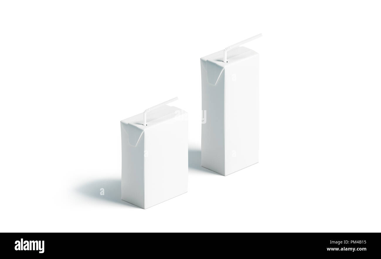 Download Blank White Juice Pack With Straw Mockup Set Stand Isolated 3d Rendering Clear Paper Milk Pouch Mock Up Empty Drink Container With Pipe Template Small And Big Beverage With Bendy Stock Photo